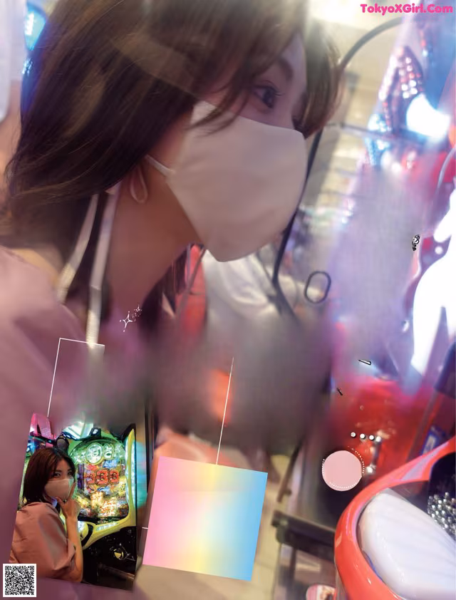A woman wearing a face mask in a store.
